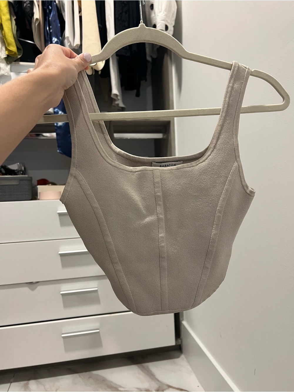 Aritzia Sculpted Tank Top in Beige